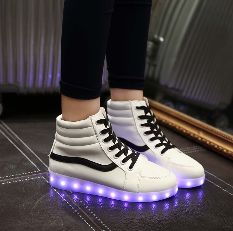 White Colorful LED Shoes - Unisex Adult