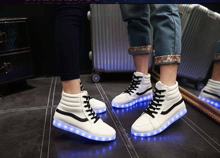 White Colorful LED Shoes - Unisex Adult