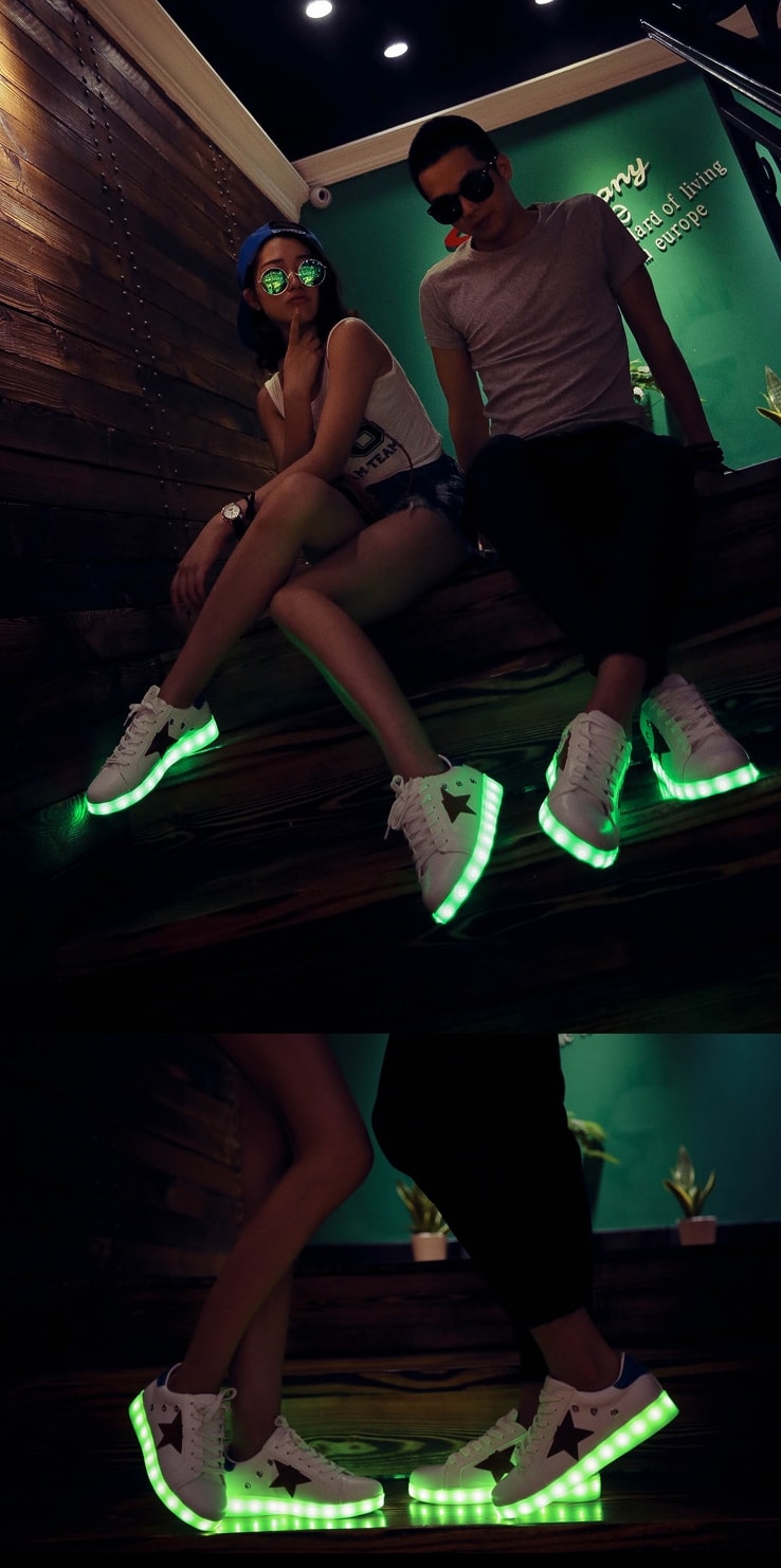 White Star LED Light Shoes - Unisex Adult