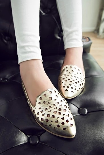 Gold Casual Retro Shoes