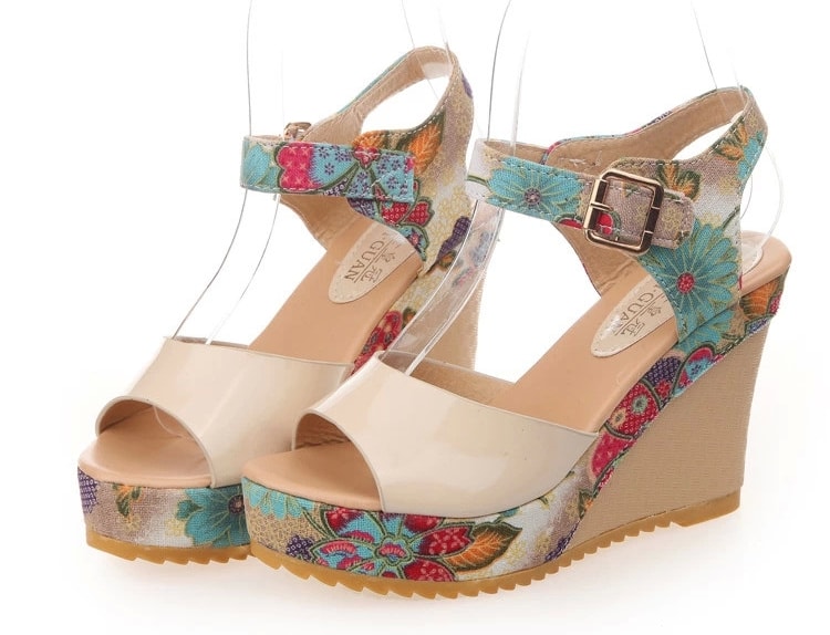 Beige Sandal Wedges Korea Import