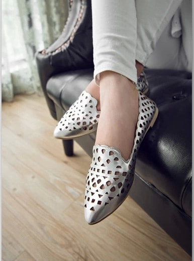 Silver Casual Retro Shoes