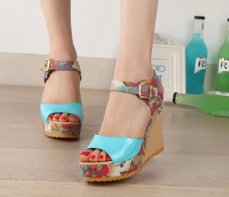 Blue Sandal Wedges Korea Import