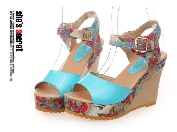 Blue Sandal Wedges Korea Import