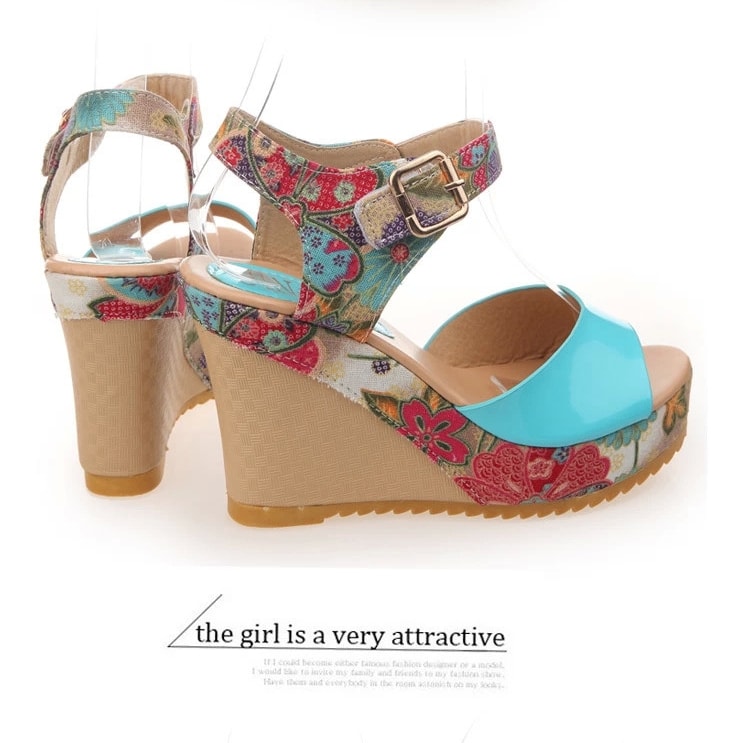 Blue Sandal Wedges Korea Import