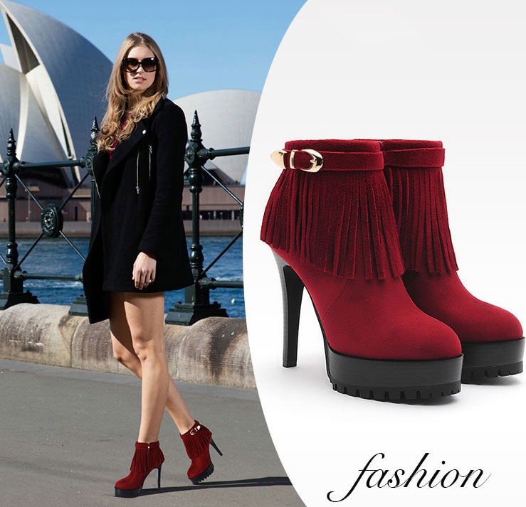 Red High Heel Boots U&X Original