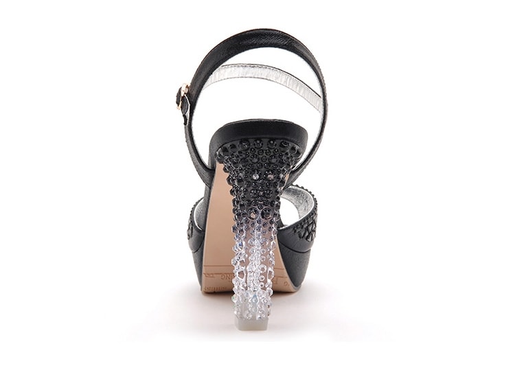 Black Crystal Heel Shoe Moolecole Original