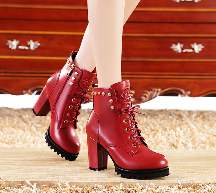 Red High Heel Boots Moolecole Original