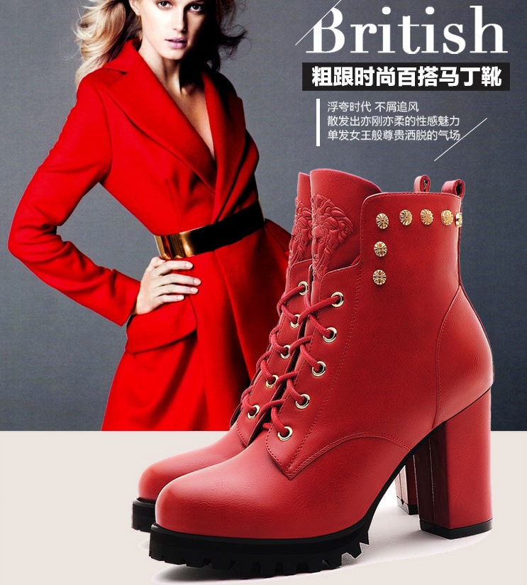 Red High Heel Boots Moolecole Original