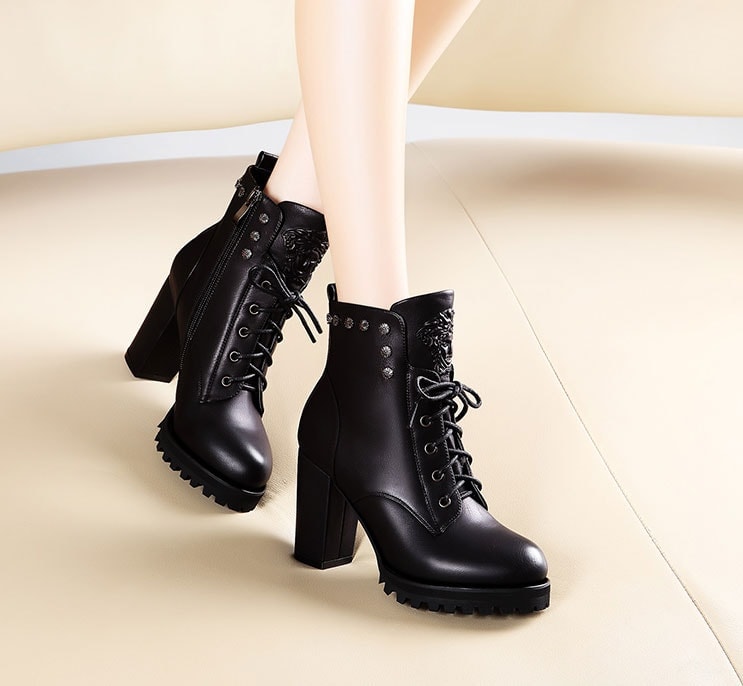 Black High Heel Boots Moolecole Original