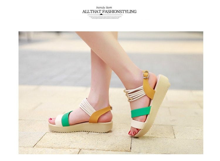 Green Bohemian Beaded Flat Wedges