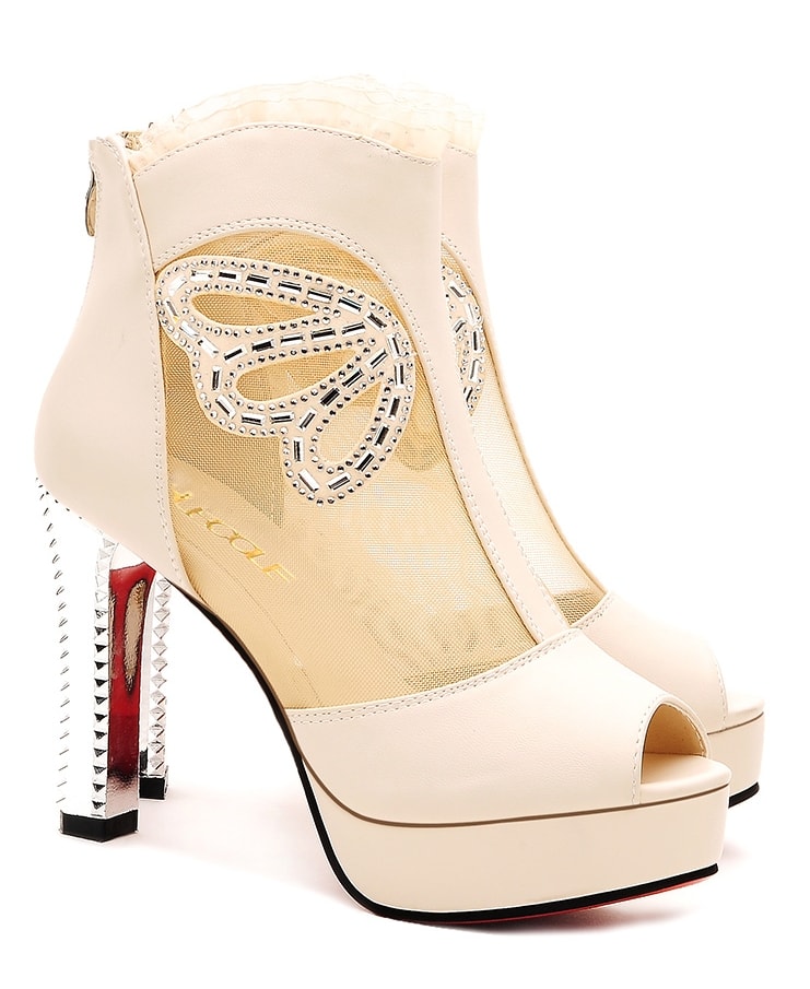 White Lace High Heel Shoe Moolecole Original