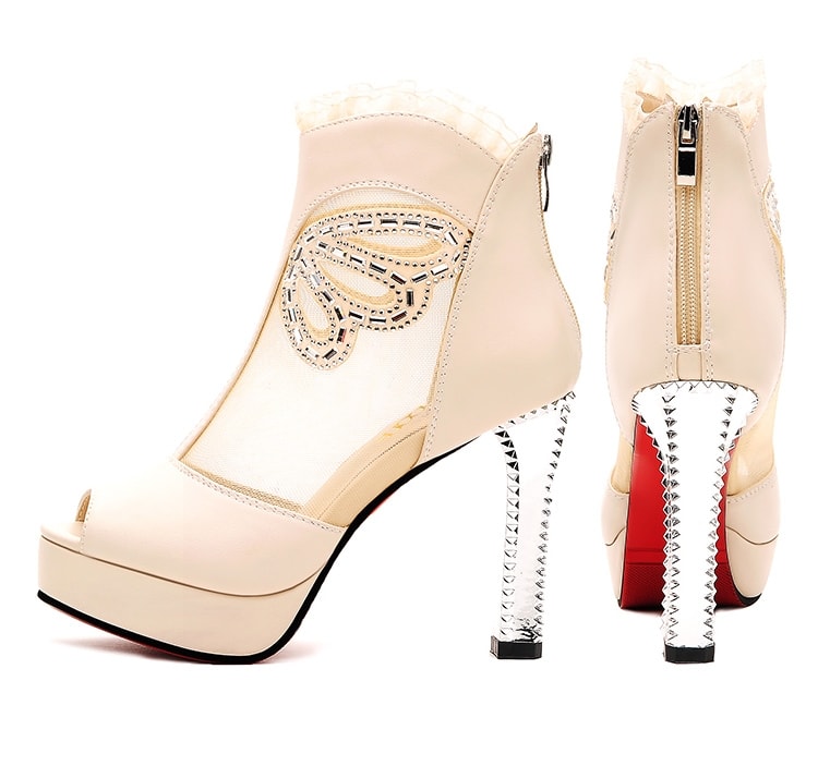 White Lace High Heel Shoe Moolecole Original