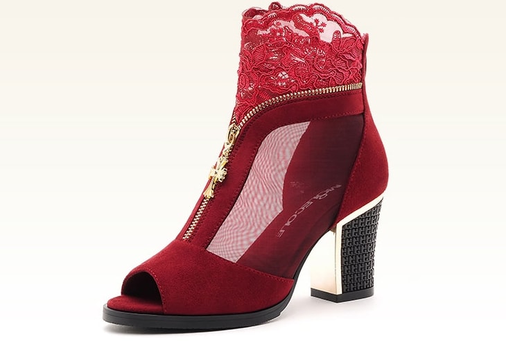 Red Zip High Heel Shoe Moolecole Original