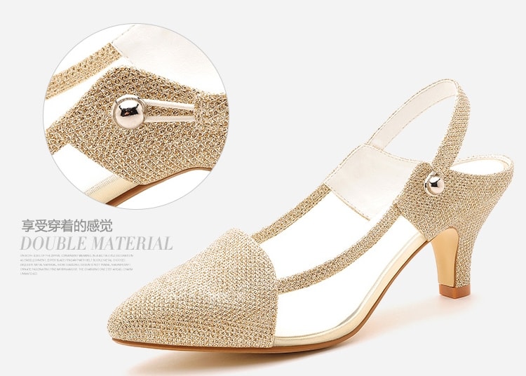 Silver Sequined High Heel Moolecole Original