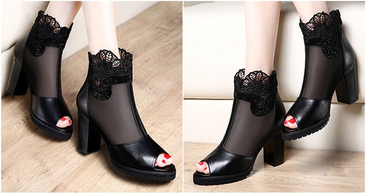 Black Lace High Heel Shoe Moolecole Original