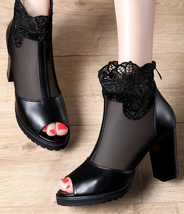 Black Lace High Heel Shoe Moolecole Original