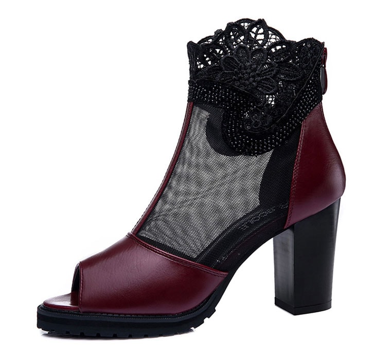 Red Lace High Heel Shoe Moolecole Original