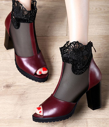 Red Lace High Heel Shoe Moolecole Original