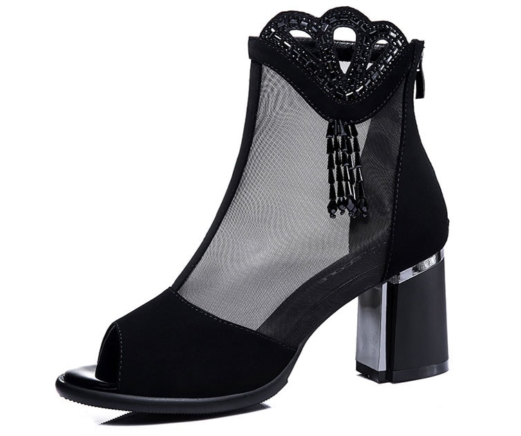 Black Mesh High Heel Shoe Moolecole Original