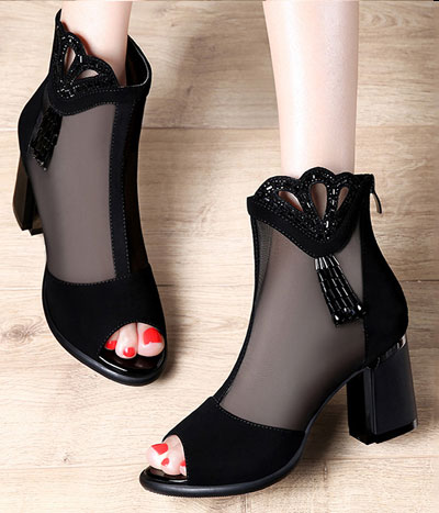 Black Mesh High Heel Shoe Moolecole Original