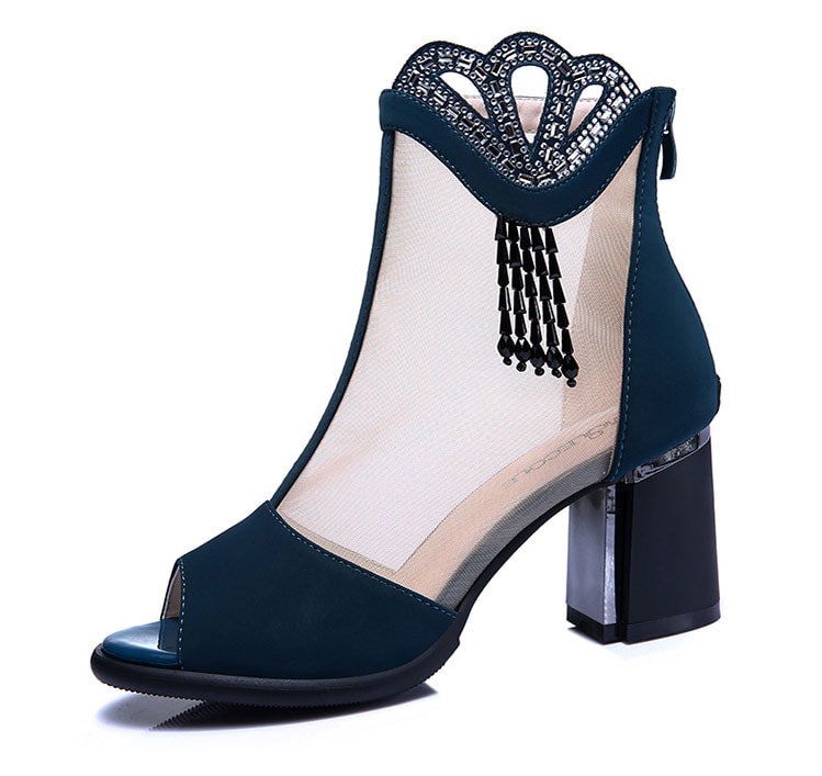 Blue Mesh High Heel Shoe Moolecole Original