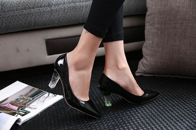 Black High Heeled LED Shoes - Female