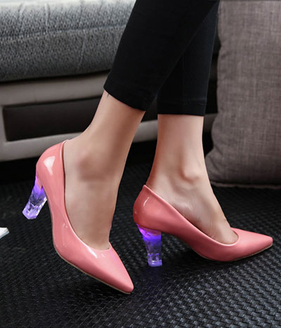 Pink High Heeled LED Shoes - Female