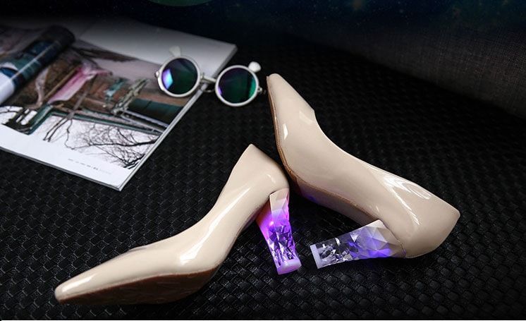 Beige High Heeled LED Shoes - Female