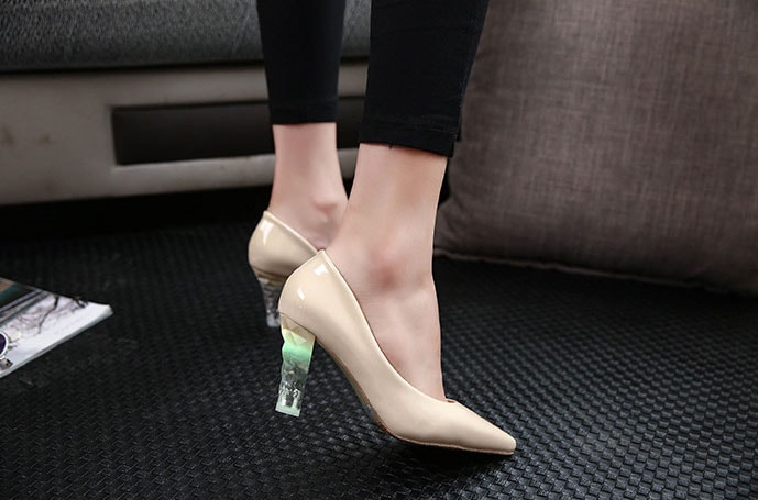 Beige High Heeled LED Shoes - Female