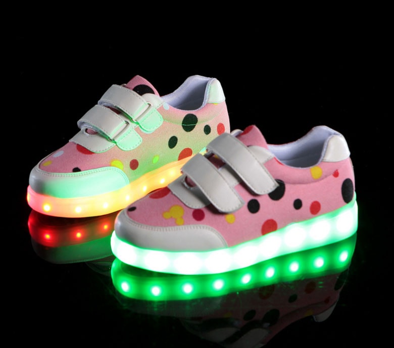 Pink Colorful Led Strap Shoes - Kids