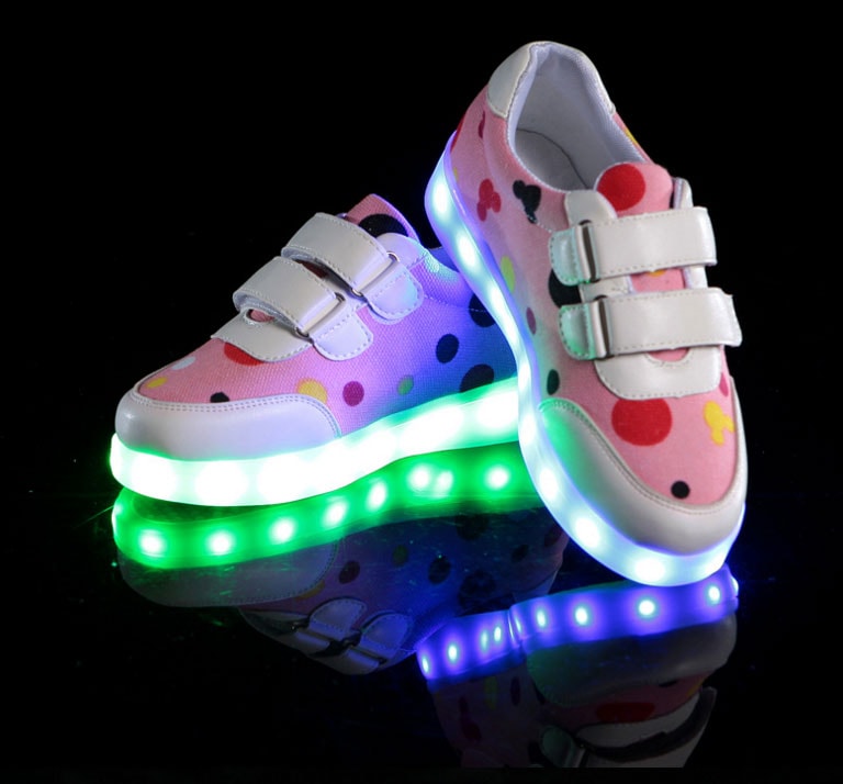 Pink Colorful Led Strap Shoes - Kids