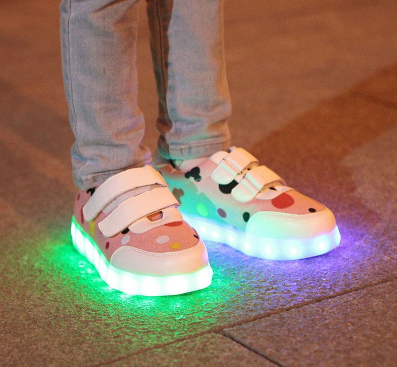 Pink Colorful Led Strap Shoes - Kids