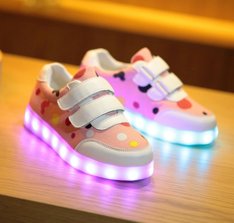 Pink Colorful Led Strap Shoes - Kids