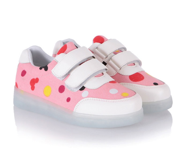 Pink Colorful Led Strap Shoes - Kids