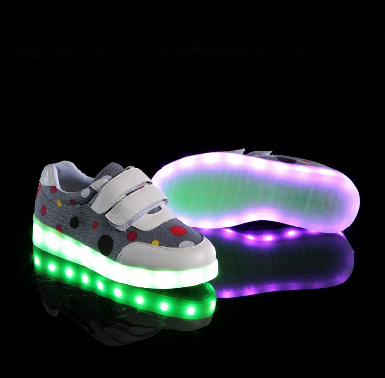 Gray Colorful Led Strap Shoes - Kids