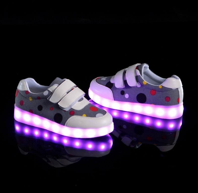 Gray Colorful Led Strap Shoes - Kids