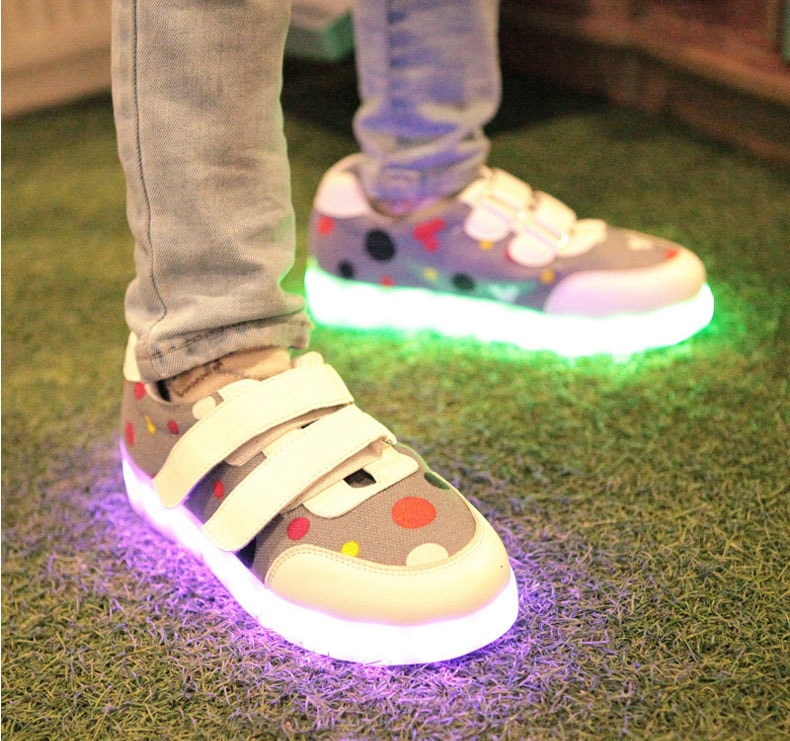 Gray Colorful Led Strap Shoes - Kids