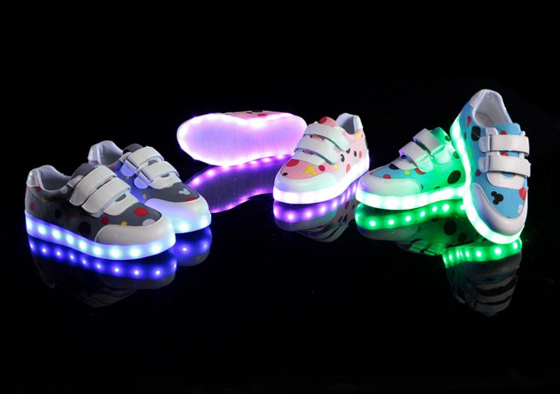 Gray Colorful Led Strap Shoes - Kids