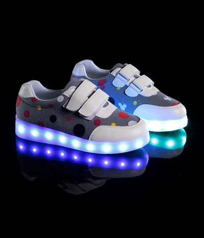 Gray Colorful Led Strap Shoes - Kids