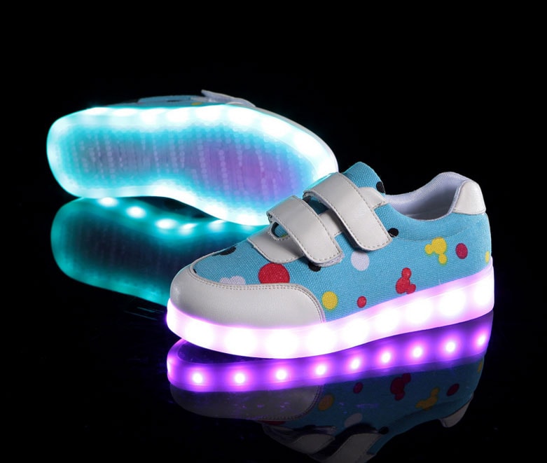 Blue Colorful Led Strap Shoes - Kids