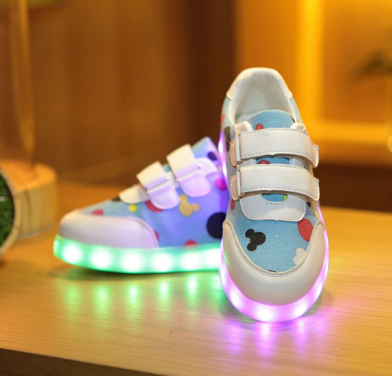 Blue Colorful Led Strap Shoes - Kids