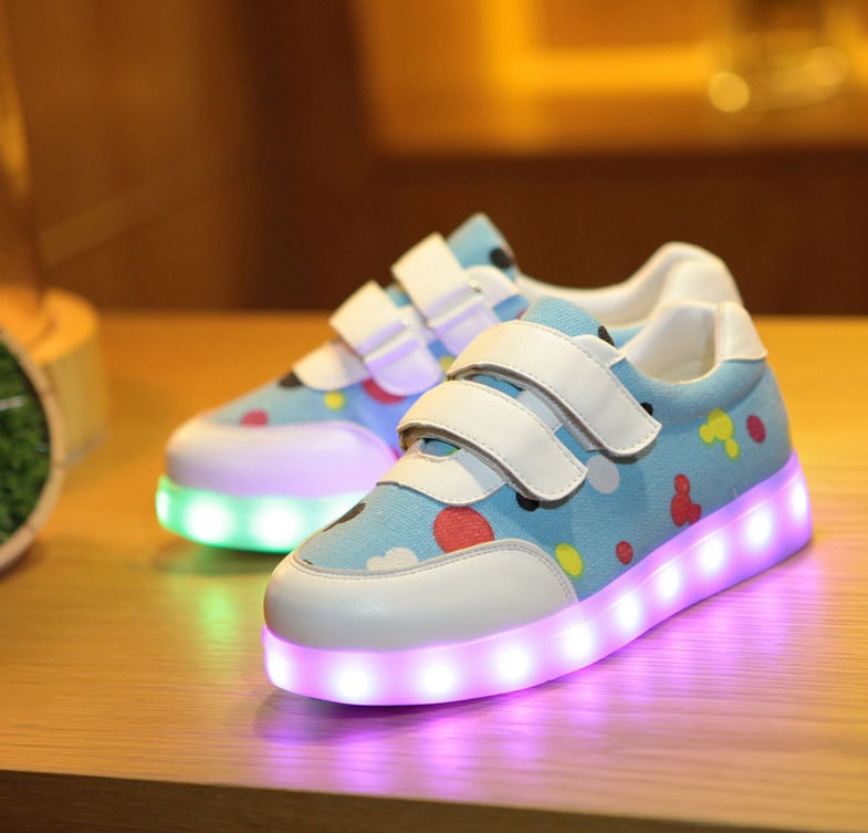 Blue Colorful Led Strap Shoes - Kids