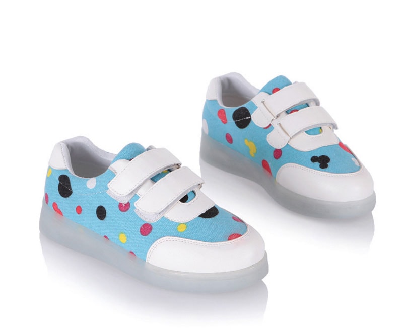 Blue Colorful Led Strap Shoes - Kids