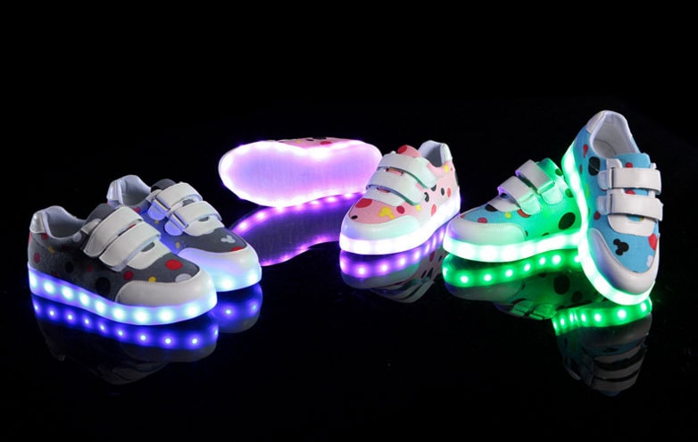 Blue Colorful Led Strap Shoes - Kids