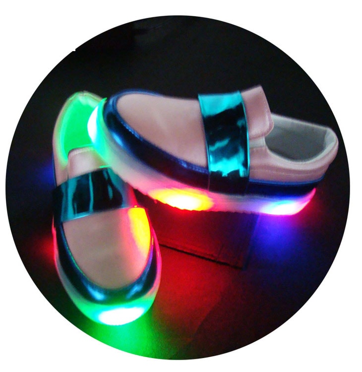 White Colorful Flashing Led Shoes - Kids