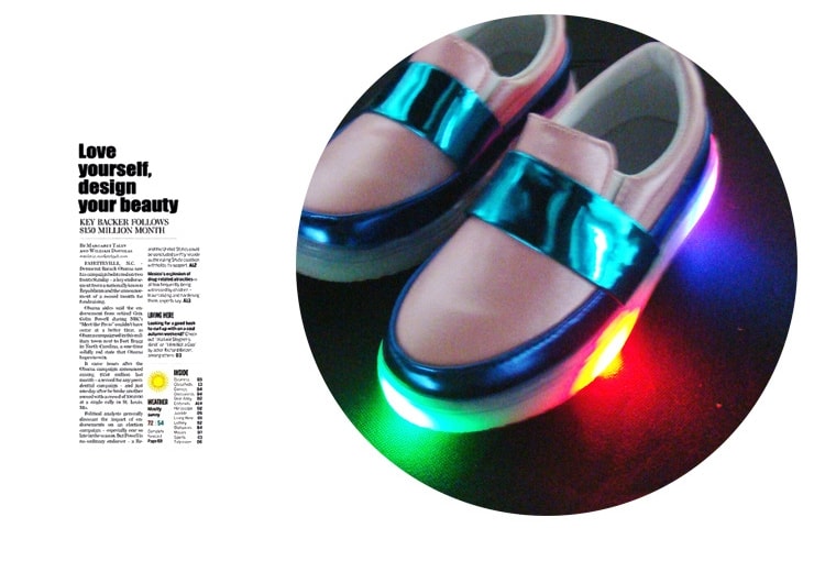 White Colorful Flashing Led Shoes - Kids