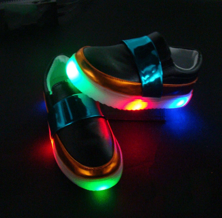 White Colorful Flashing Led Shoes - Kids