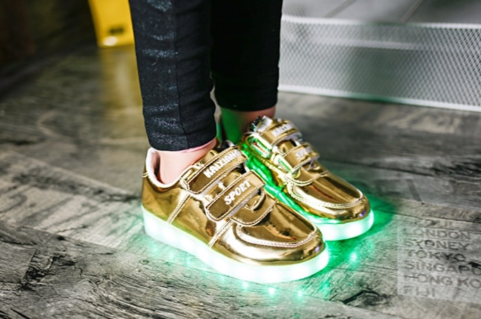 Golden Colorful Velcro LED shoes - Kids