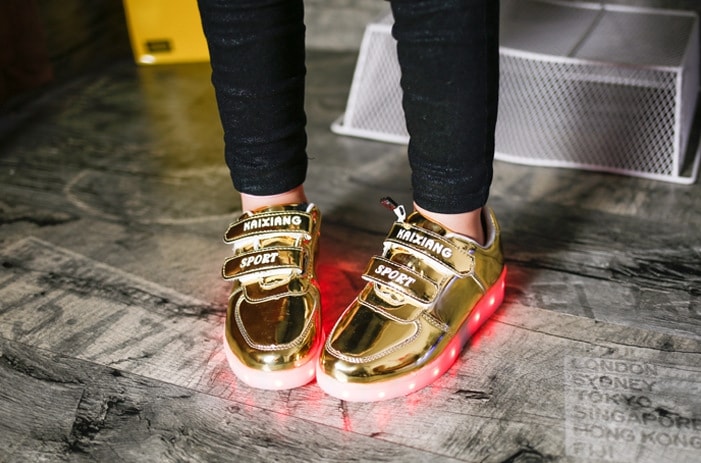 Golden Colorful Velcro LED shoes - Kids